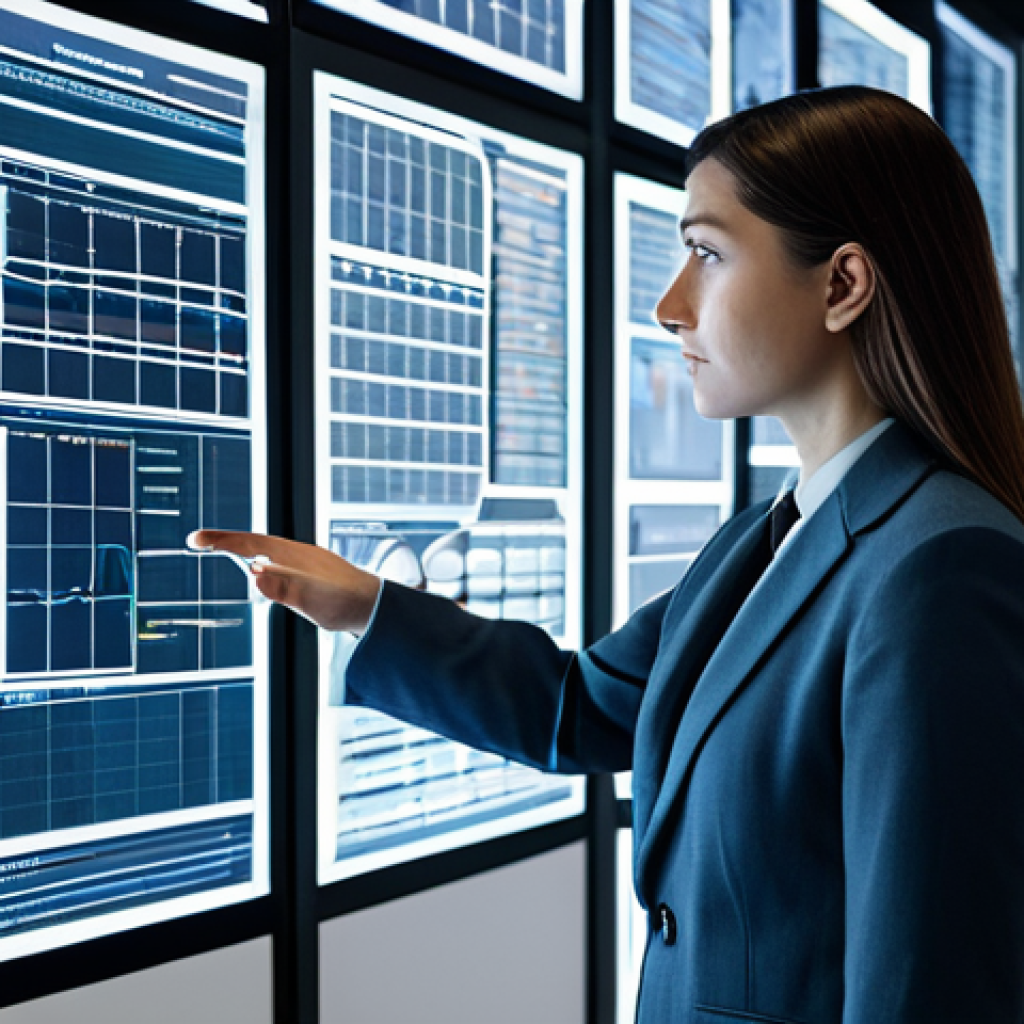 A focused professional strategist, wearing a sharp, modest business suit, meticulously planning on a sleek, transparent holographic display that projects complex strategic flowcharts and abstract data visualizations. The setting is a minimalist, modern high-tech office bathed in soft, indirect lighting. The image conveys deep concentration and intellectual mastery. fully clothed, appropriate attire, safe for work, correct proportions, professional dress, natural pose, family-friendly, perfect anatomy, well-formed hands, proper finger count, natural body proportions, appropriate content.