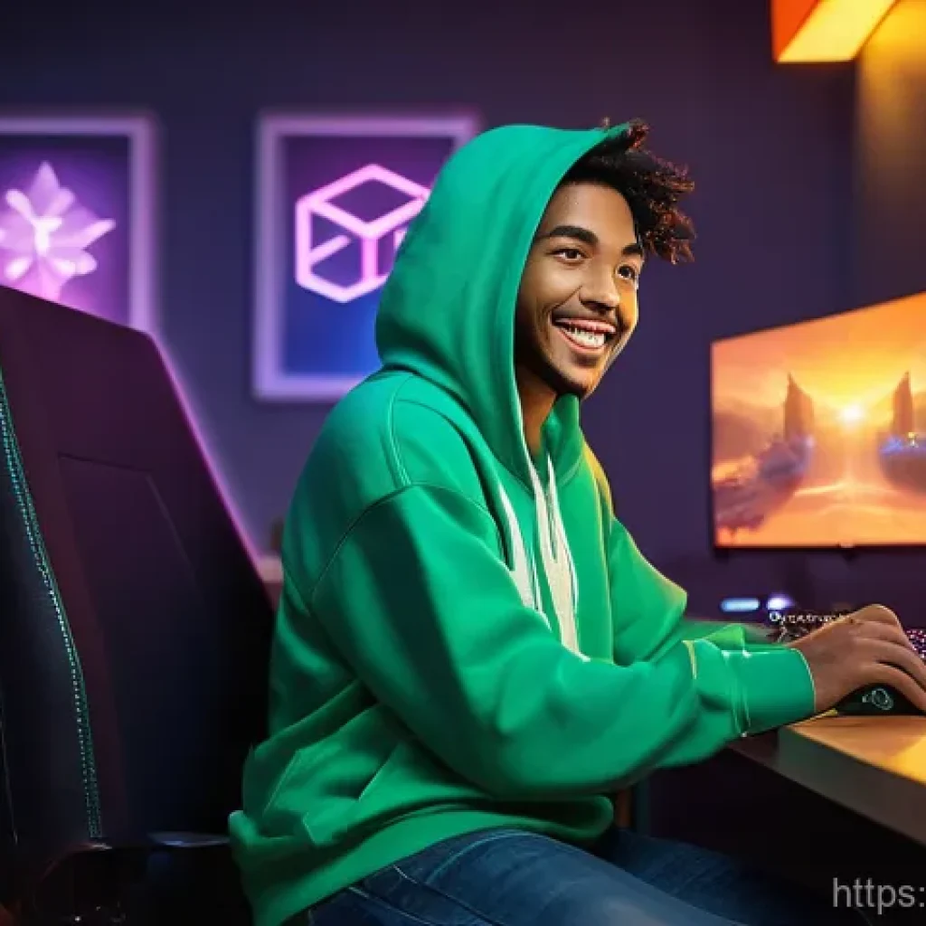 이터널리턴 플레이 타임별 보상 - A vibrant illustration depicting a young adult gamer (18-25 years old, diverse ethnicity, wearing a ...