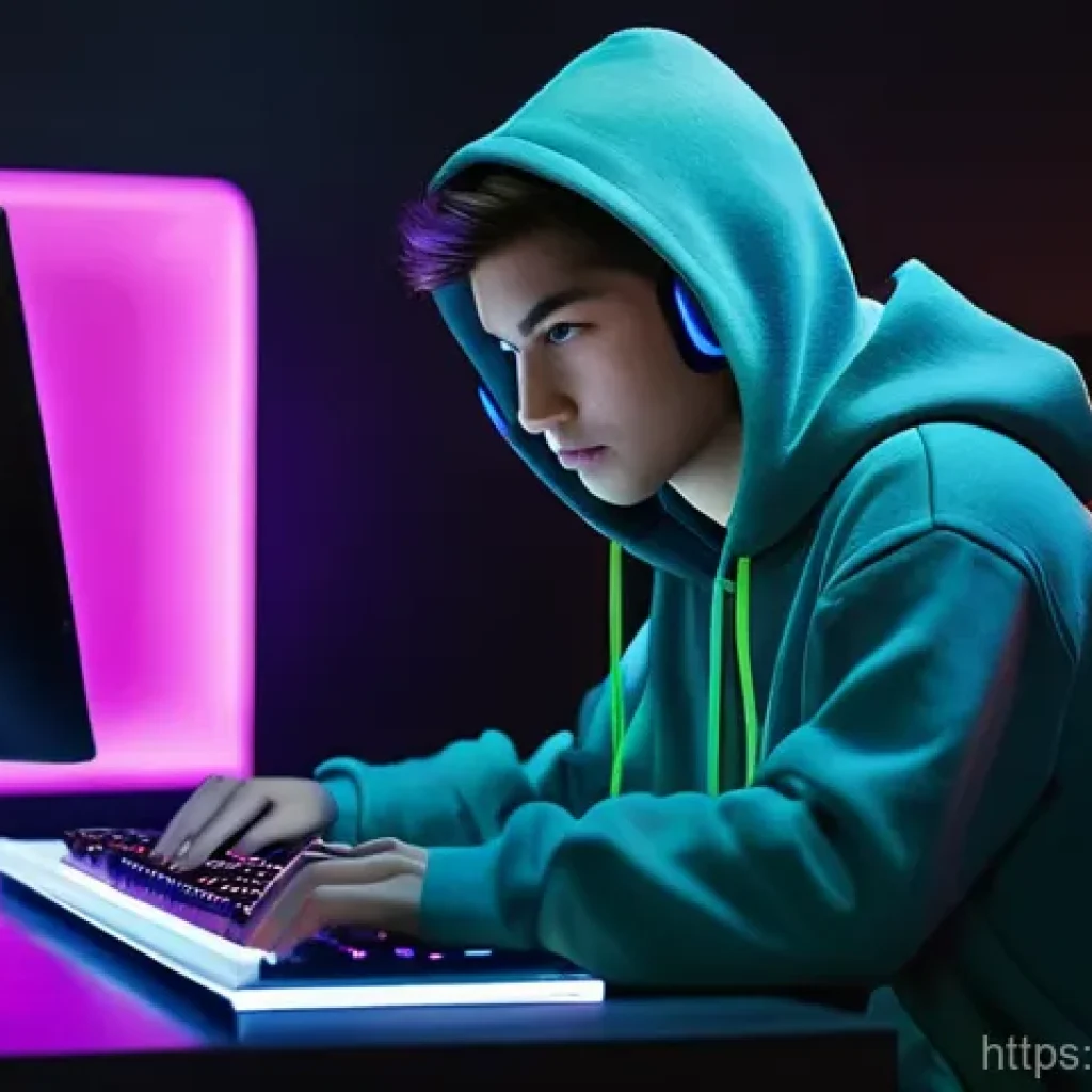 이터널리턴 유저 신고 절차 - **Prompt:** A young, gender-neutral gamer, dressed in a comfortable, modest hoodie and jeans, is dee...