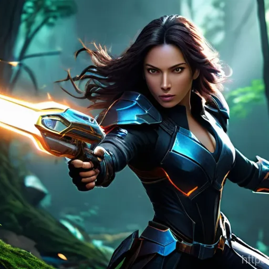 이터널리턴 패치 전후 비교 - **A dynamic, action-packed scene featuring a female character from "Eternal Return" executing a powe...