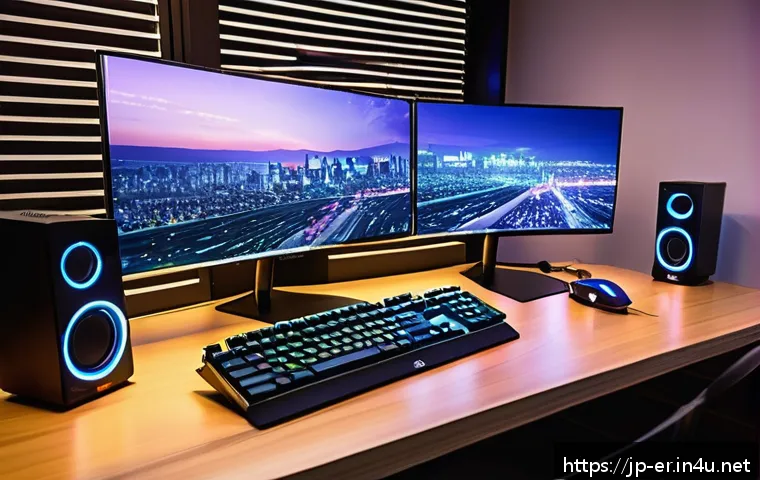 이터널리턴 게임 환경 최적화 - A modern Japanese-style gaming room featuring a sleek desktop PC setup optimized for smooth gameplay...