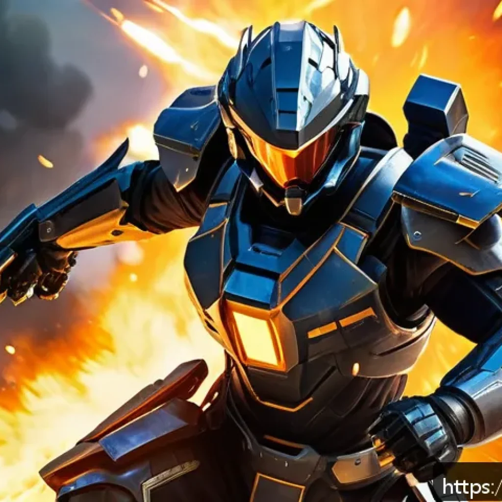 이터널리턴 최고의 생존 클래스 - A powerful attacker character in dynamic battle stance, wielding a high-damage futuristic weapon glo...