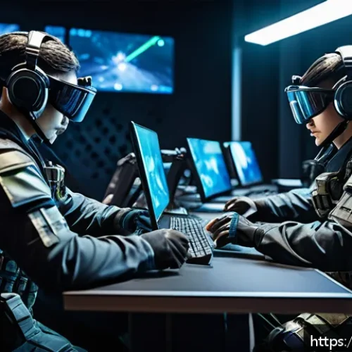 이터널리턴 클랜전 공략 - A dynamic esports team scene set in a detailed futuristic battlefield map featuring varied terrain w...