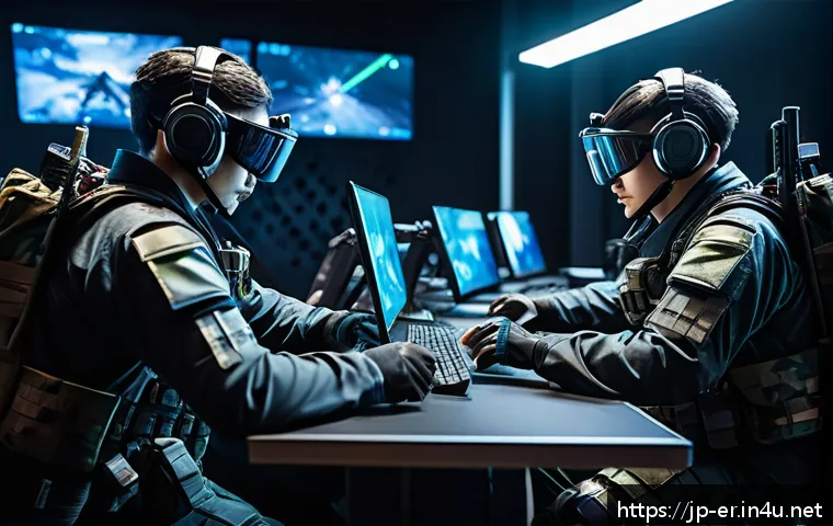 이터널리턴 클랜전 공략 - A dynamic esports team scene set in a detailed futuristic battlefield map featuring varied terrain w...