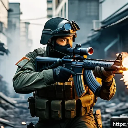 이터널리턴 인기 보조 무기 분석 - A dynamic close-range combat scene featuring a character equipped with a powerful shotgun, wearing t...